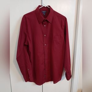 Croft & Barrow Men's Long Sleeved Maroon Shirt - Size 16.5